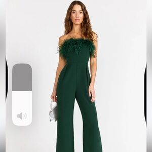 New Crystal Sky BORN TO PARTY feather jumpsuit, size M